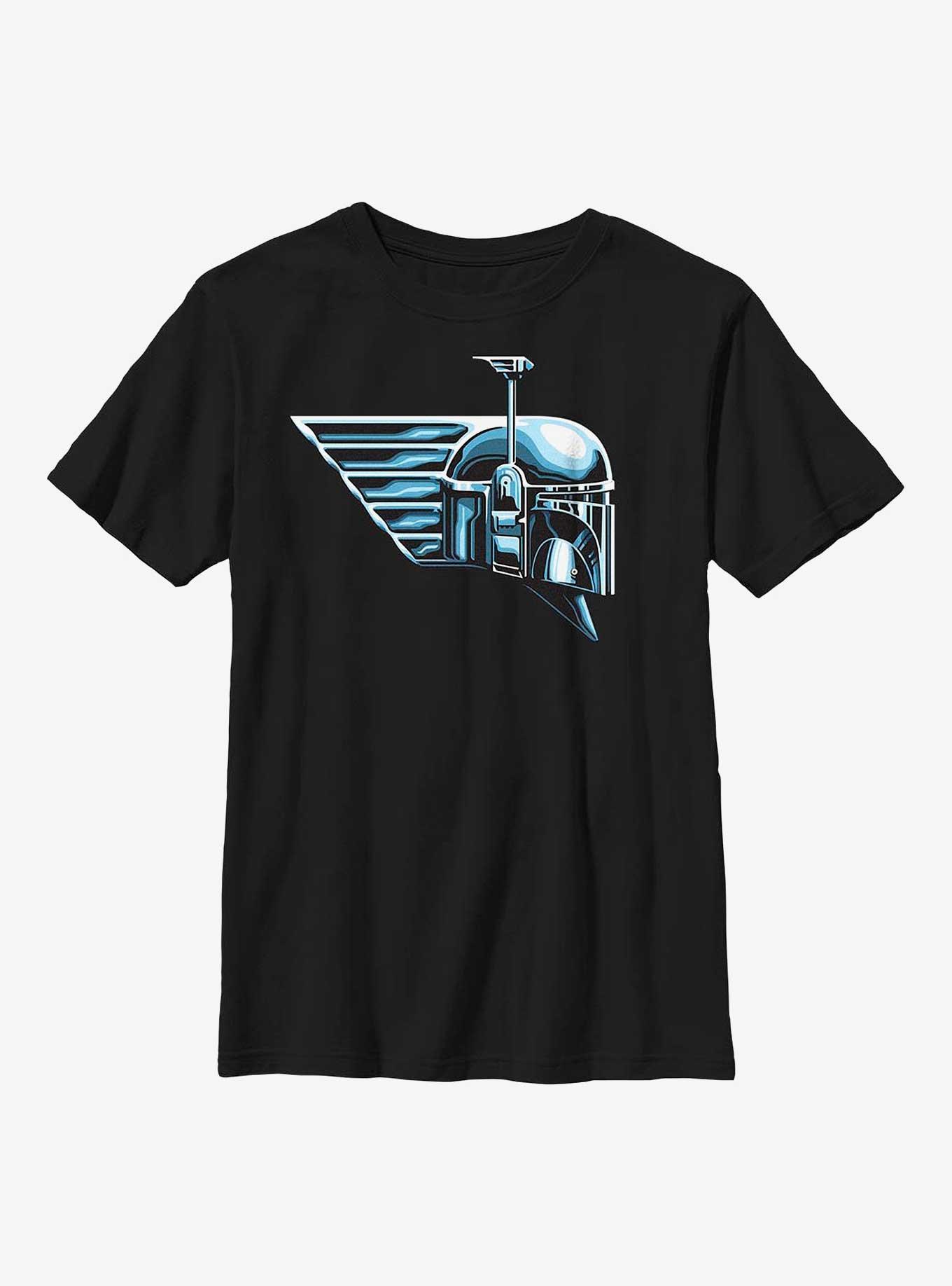 Star Wars: The Book Of Boba Fett Chrome Helmet Youth T-Shirt, BLACK, hi-res