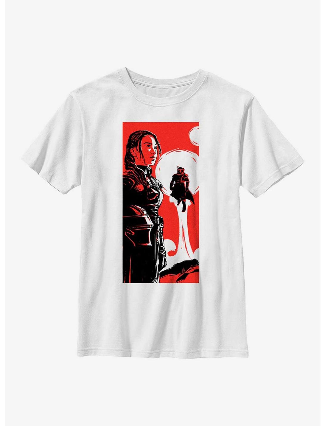 Star Wars: The Book Of Boba Fett Fennec & Boba Fett Poster Youth T-Shirt, WHITE, hi-res