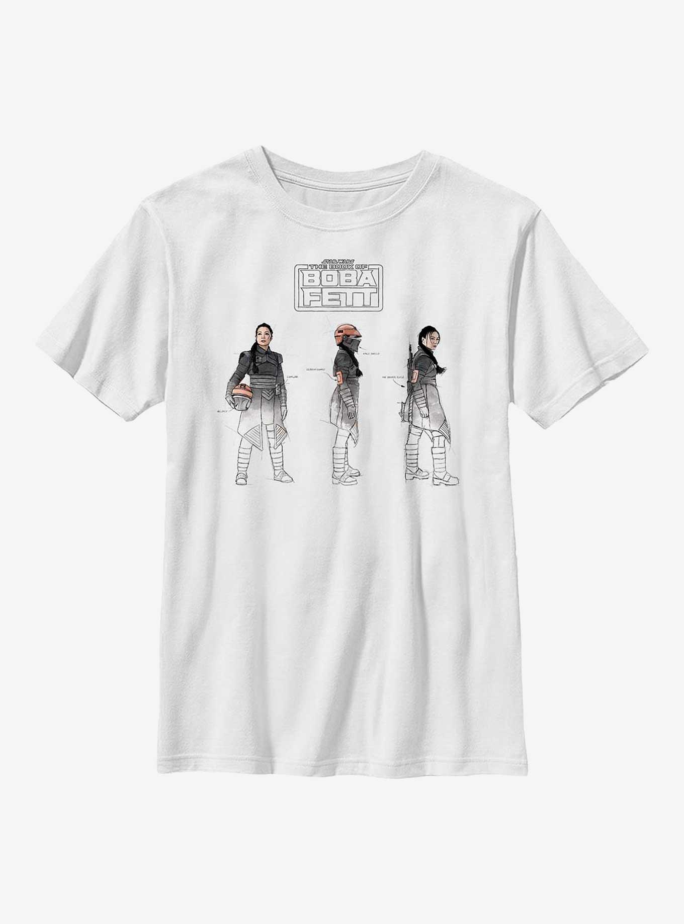 Star Wars: The Book Of Boba Fett Fennec Painted Sketches Youth T-Shirt, , hi-res