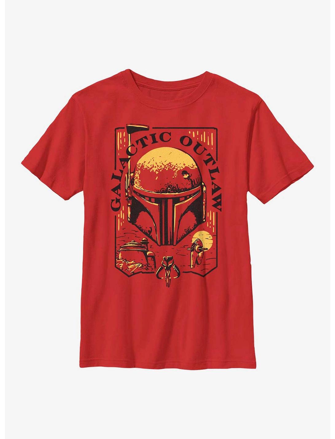Star Wars: The Book Of Boba Fett Galactic Outlaw Logo Youth T-Shirt, RED, hi-res