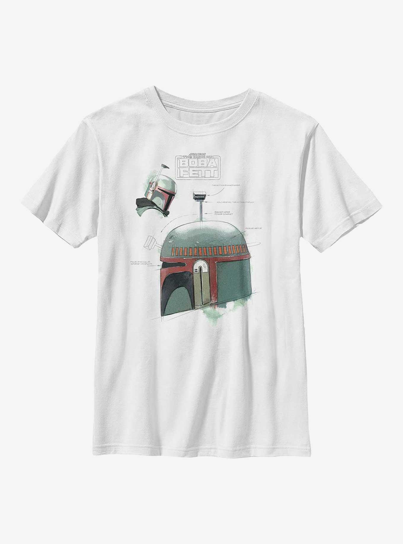 Star Wars: The Book Of Boba Fett Helmet Profile Sketch Youth T-Shirt, , hi-res