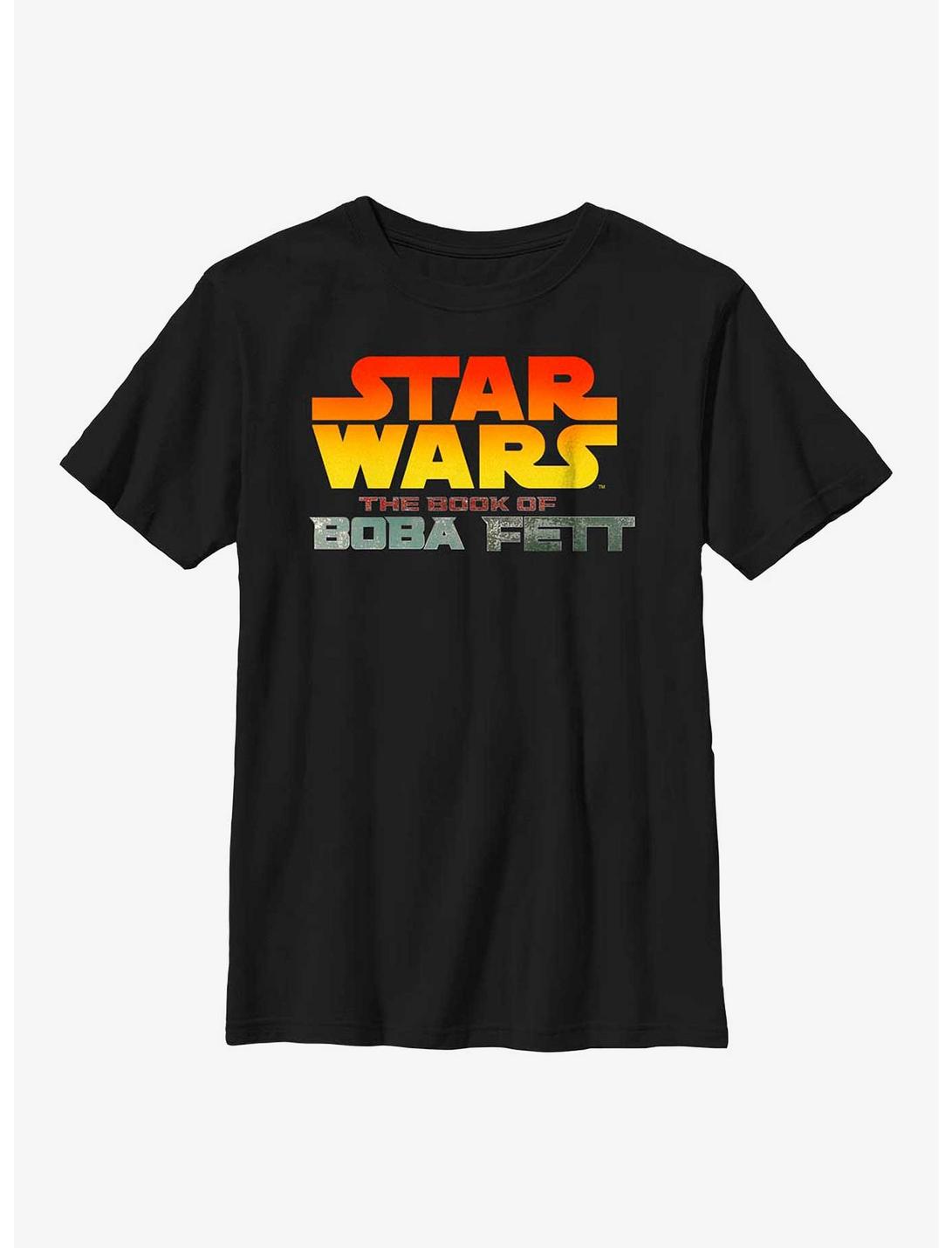 Star Wars: The Book Of Boba Fett Sunset Logo Youth T-Shirt, BLACK, hi-res