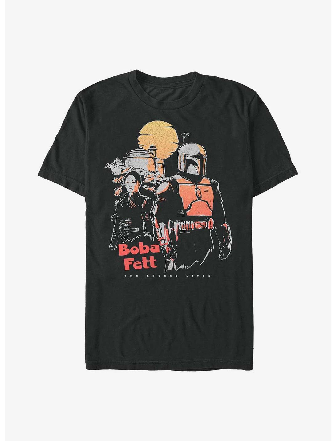 Star Wars: The Book Of Boba Fett Sunset Boba Fett & Fennec T-Shirt, BLACK, hi-res
