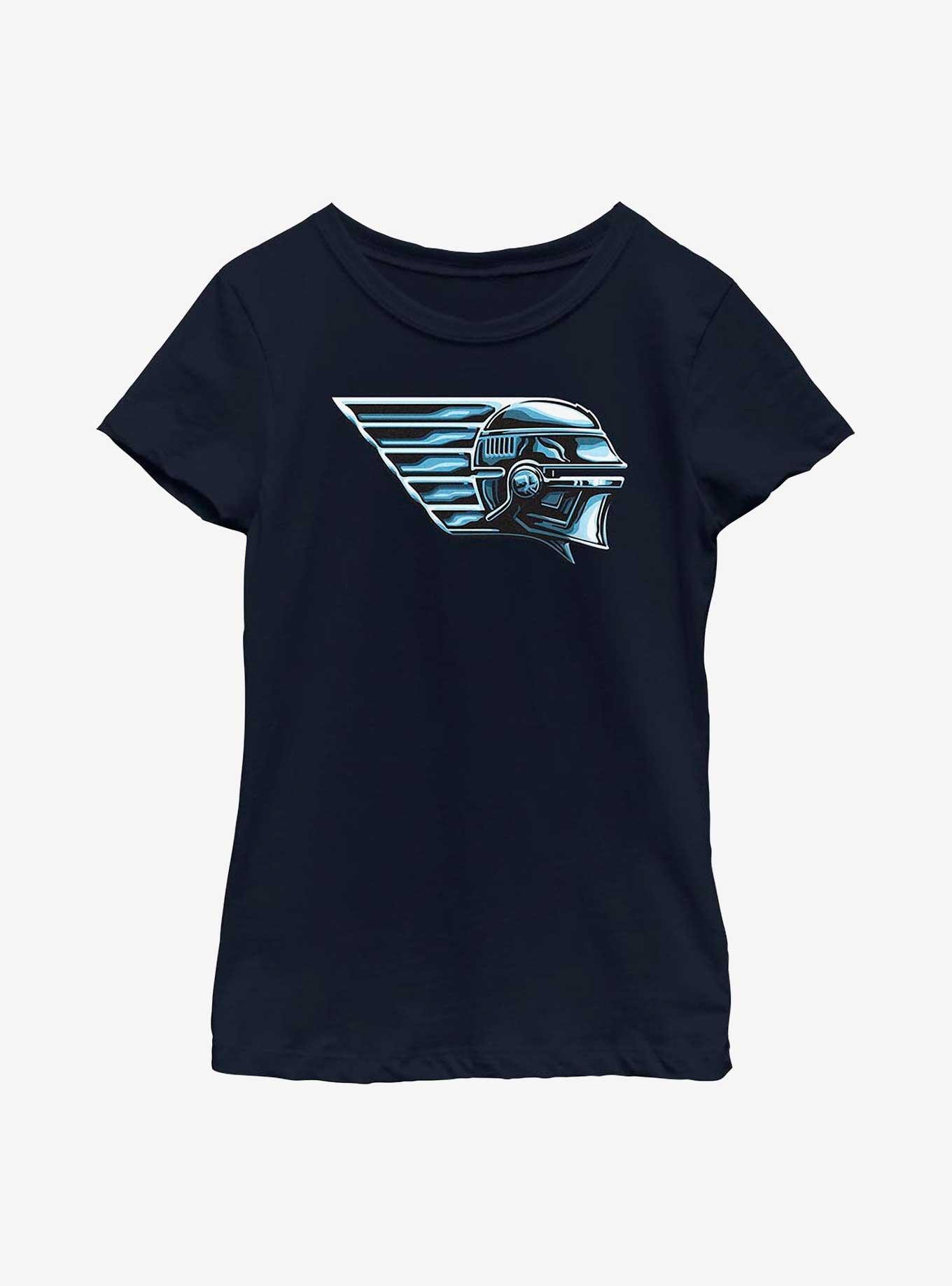 Star Wars: The Book Of Boba Fett Chrome Fennec Helmet Youth Girls T-Shirt, NAVY, hi-res