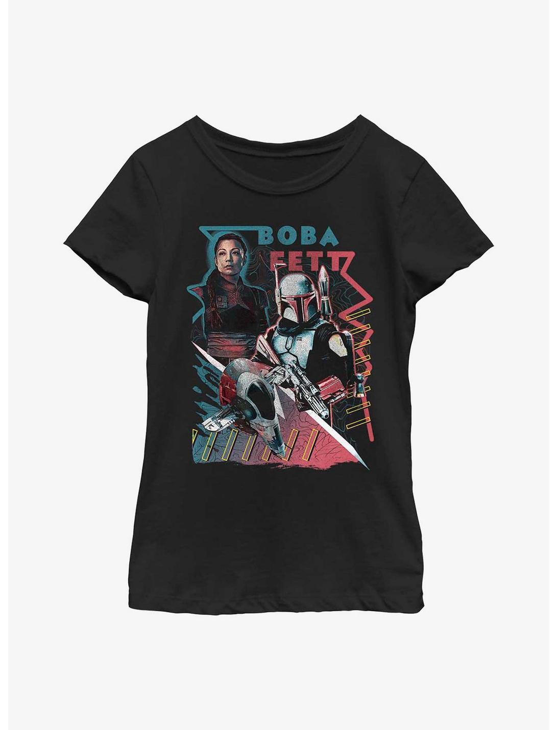 Star Wars: The Book Of Boba Fett Retro Outlaws Youth Girls T-Shirt, BLACK, hi-res