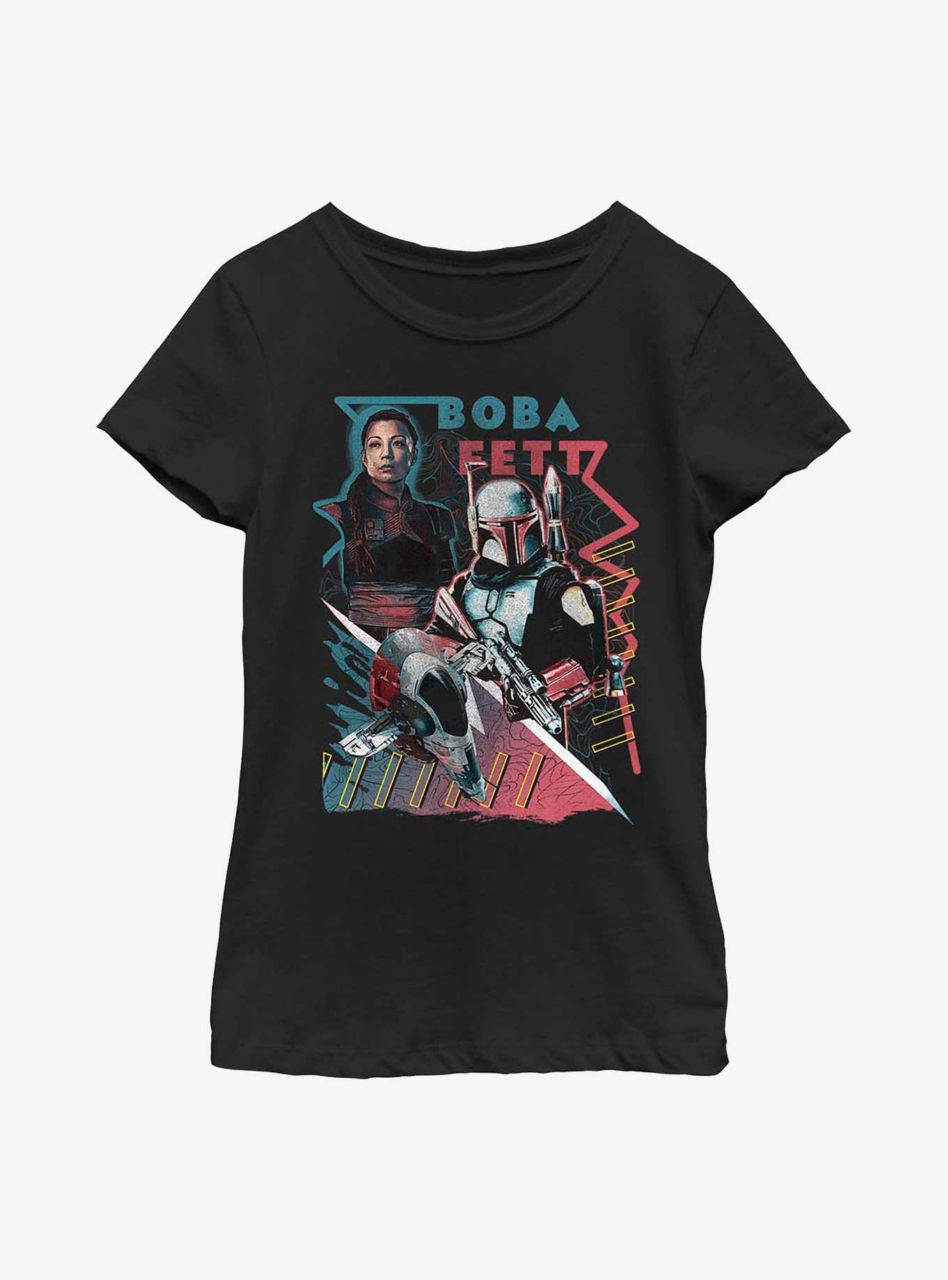 Star Wars: The Book Of Boba Fett Retro Outlaws Youth Girls T-Shirt, BLACK, hi-res