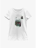 Star Wars: The Book Of Boba Fett Helmet Schematic Painted Youth Girls T-Shirt, WHITE, hi-res