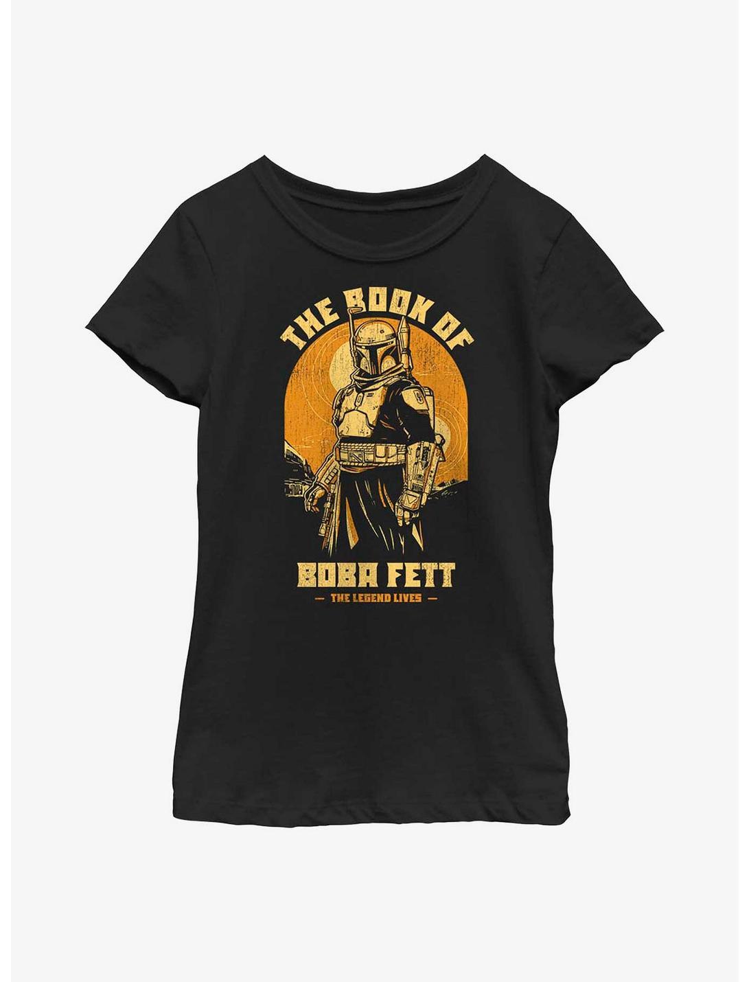 Star Wars: The Book Of Boba Fett Legend Lives Boba Fett Youth Girls T-Shirt, BLACK, hi-res