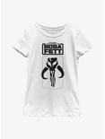Star Wars: The Book Of Boba Fett Mandalorian Skull Logo Youth Girls T-Shirt, WHITE, hi-res