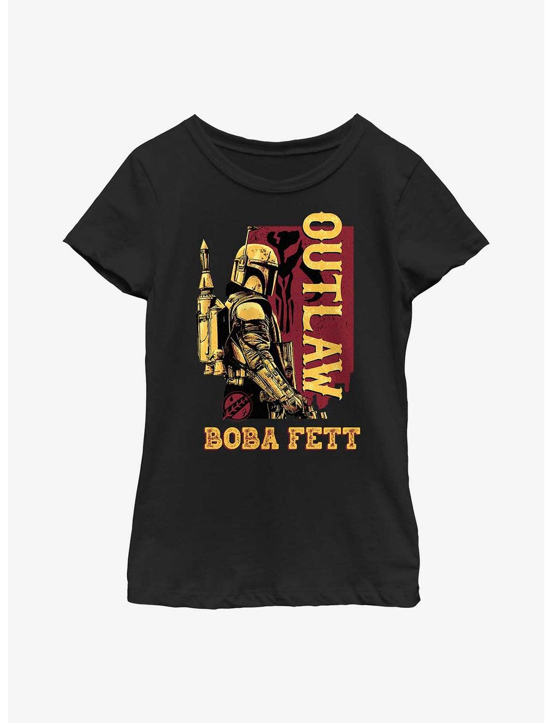 Star Wars: The Book Of Boba Fett Outlaw Boba Fett Youth Girls T-Shirt, BLACK, hi-res