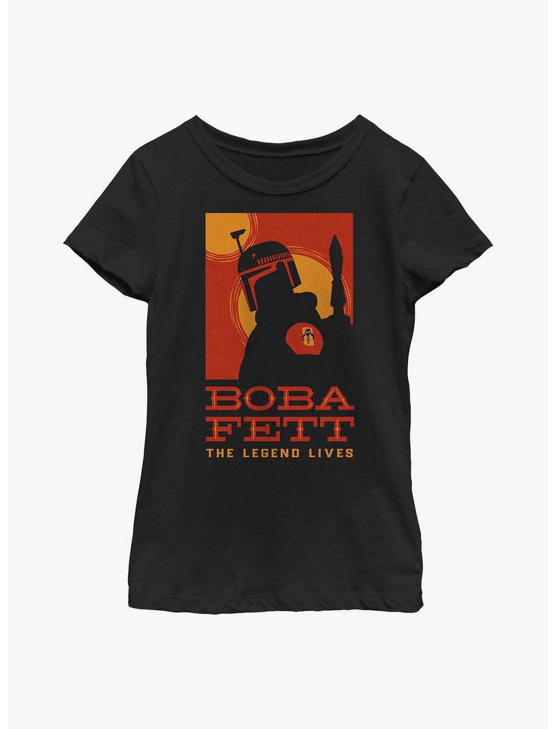 Star Wars: The Book Of Boba Fett Posterized Legend Youth Girls T-Shirt, BLACK, hi-res