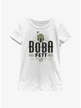 Star Wars: The Book Of Boba Fett Stylized Boba Fett Bounty Hunter Youth Girls T-Shirt, WHITE, hi-res