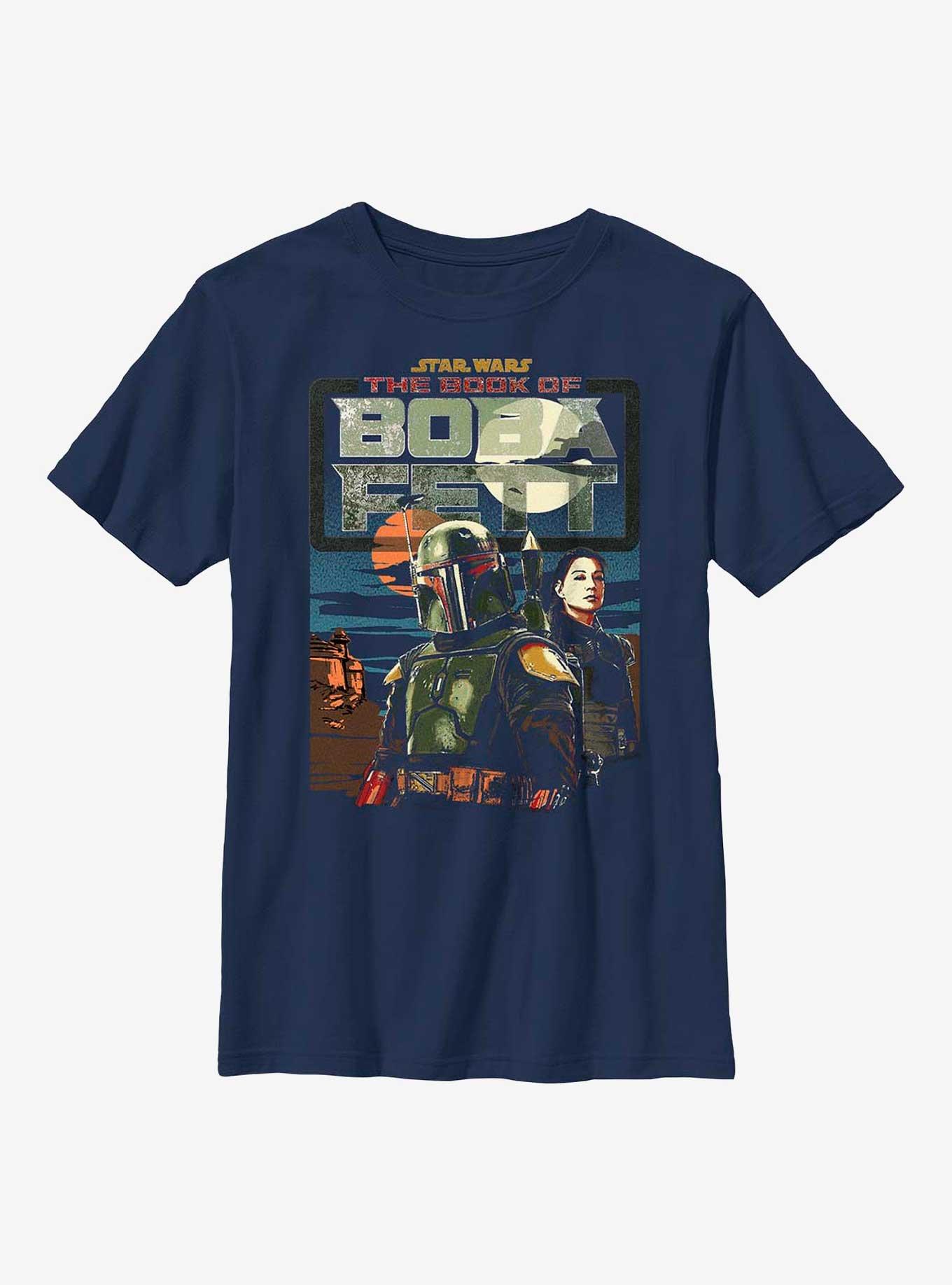 Star Wars: The Book Of Boba Fett Bounty Hunter Buddies Youth T-Shirt, NAVY, hi-res