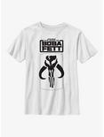 Star Wars: The Book Of Boba Fett Mandalorian Skull Logo Youth T-Shirt, WHITE, hi-res