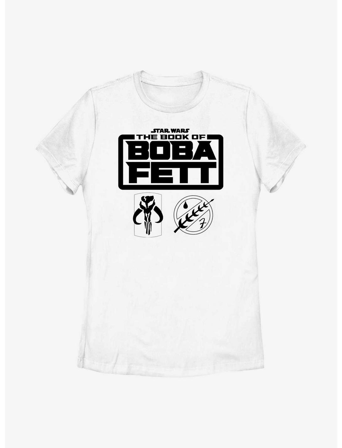 Star Wars: The Book Of Boba Fett Armor Logos Womens T-Shirt, NAVY, hi-res