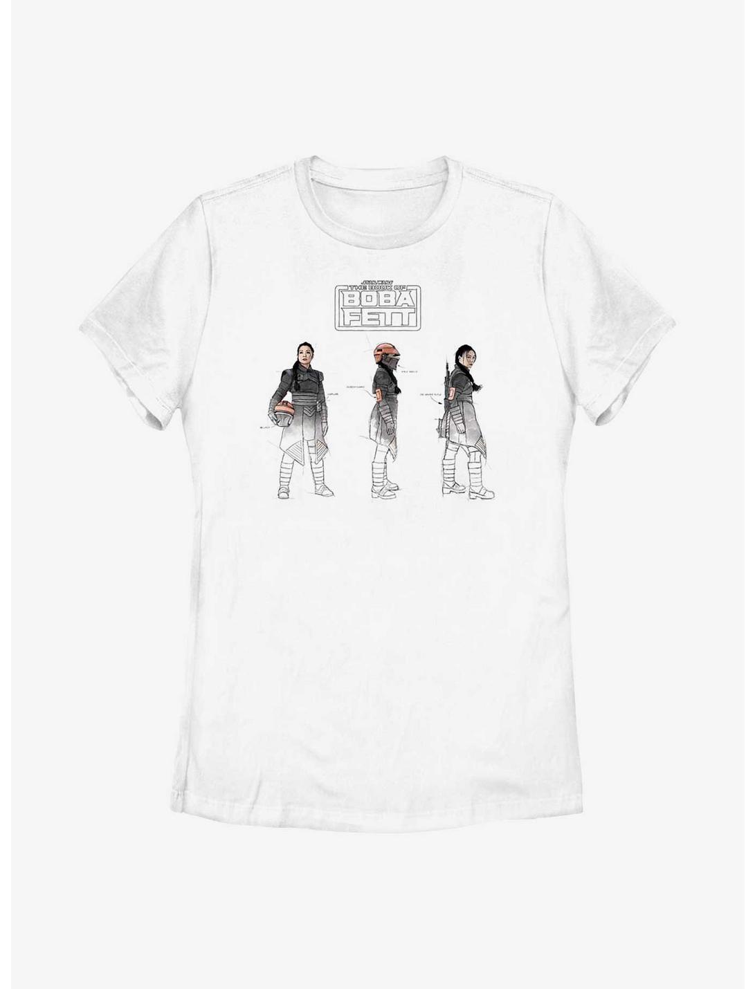 Star Wars: The Book Of Boba Fett Fennec Painted Sketches Womens T-Shirt, WHITE, hi-res