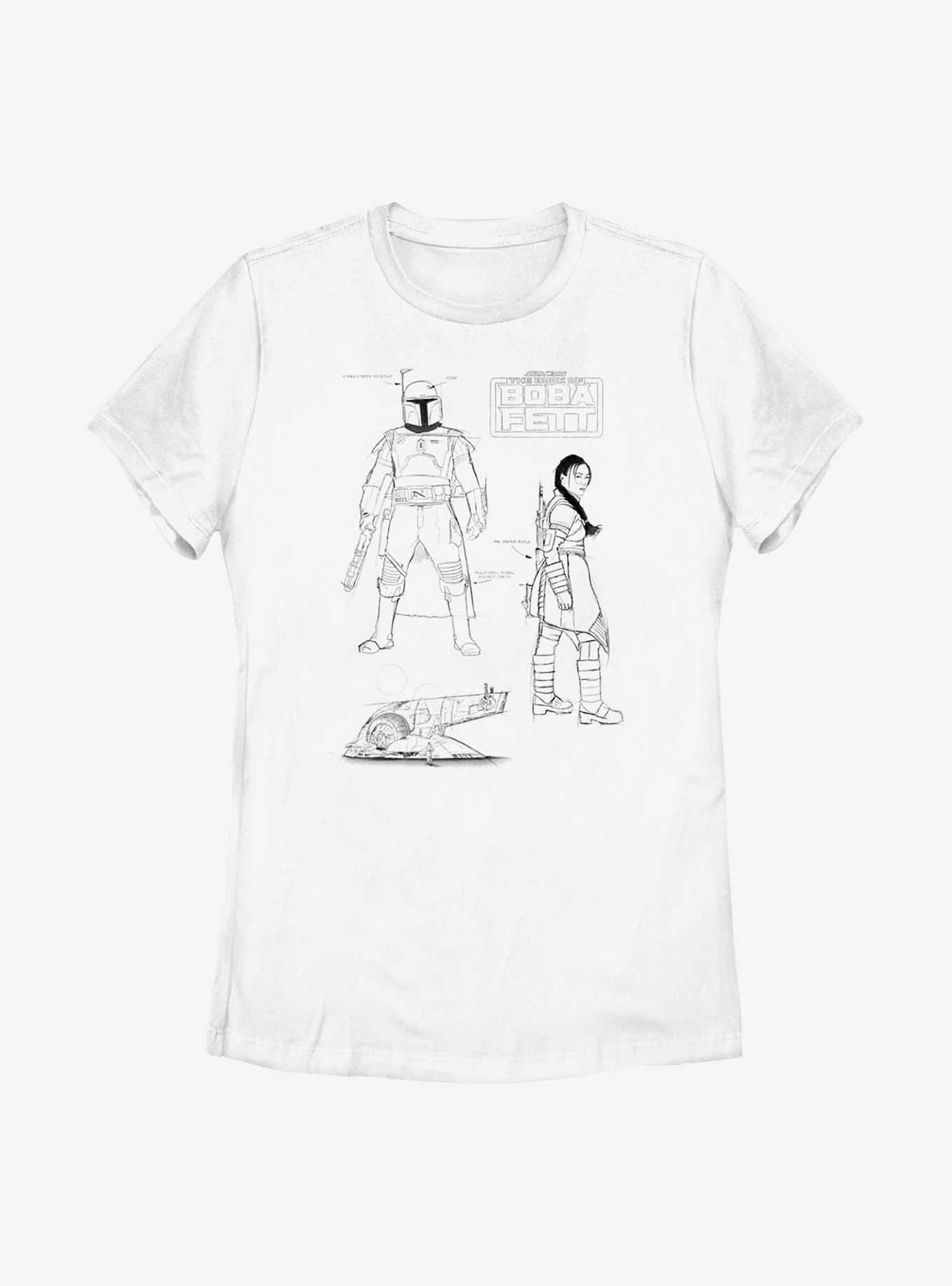 Star Wars: The Book Of Boba Fett Textbook Sketches Womens T-Shirt, WHITE, hi-res