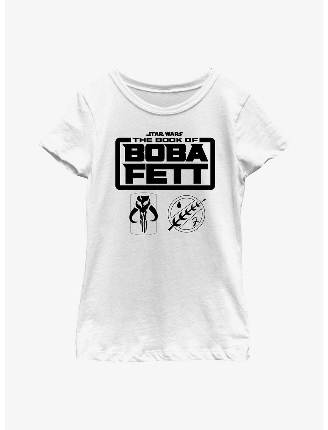 Star Wars: The Book Of Boba Fett Armor Logos Youth Girls T-Shirt, NAVY, hi-res