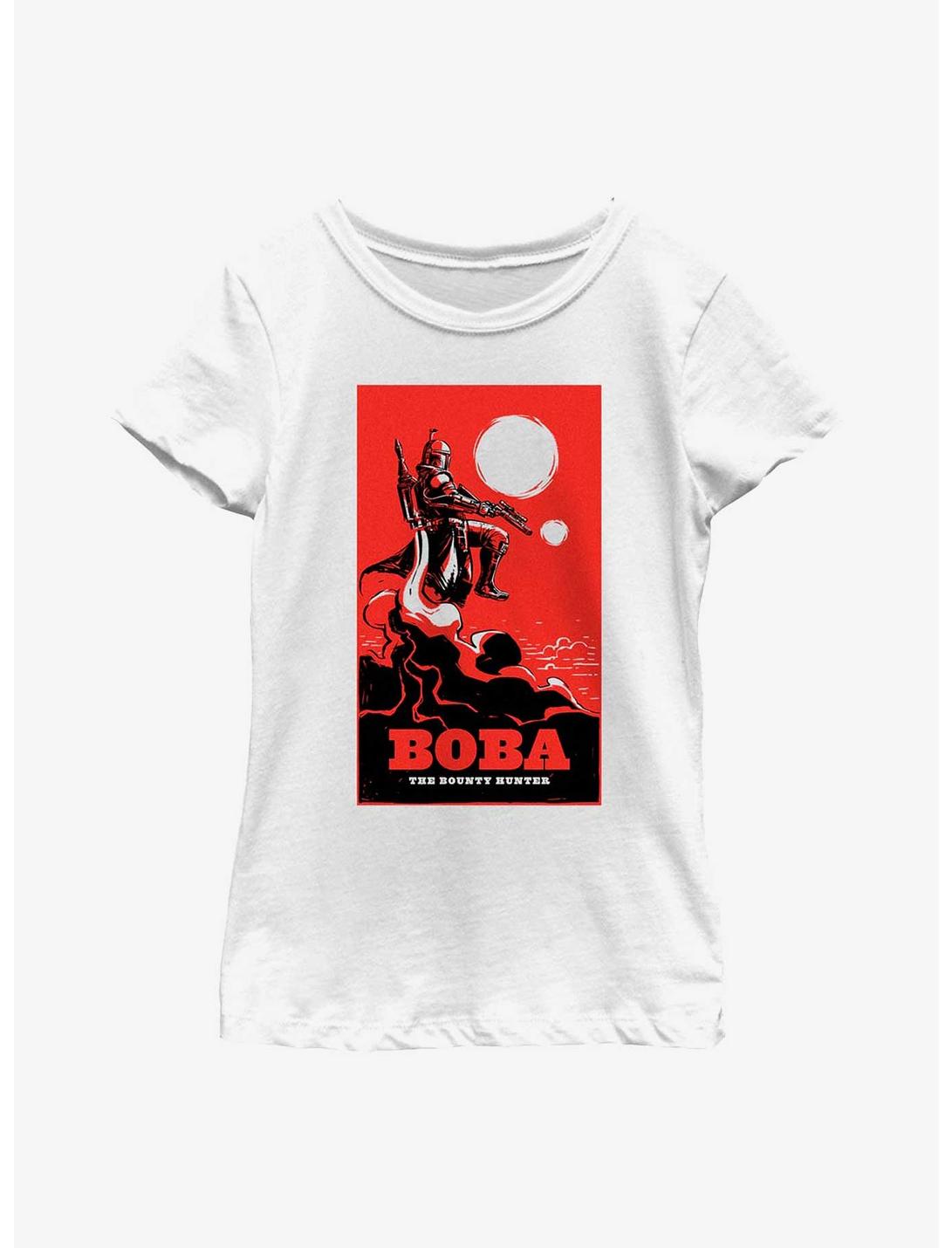 Star Wars: The Book Of Boba Fett Bounty Hunter Poster Youth Girls T-Shirt, WHITE, hi-res