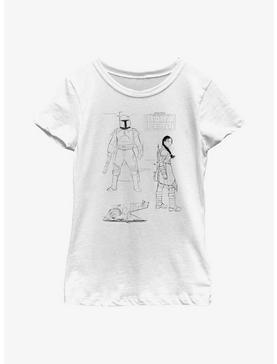 Star Wars: The Book Of Boba Fett Textbook Sketches Youth Girls T-Shirt, , hi-res