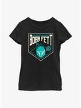 Star Wars: The Book Of Boba Fett Galactic Outlaw Badge Youth Girls T-Shirt, BLACK, hi-res