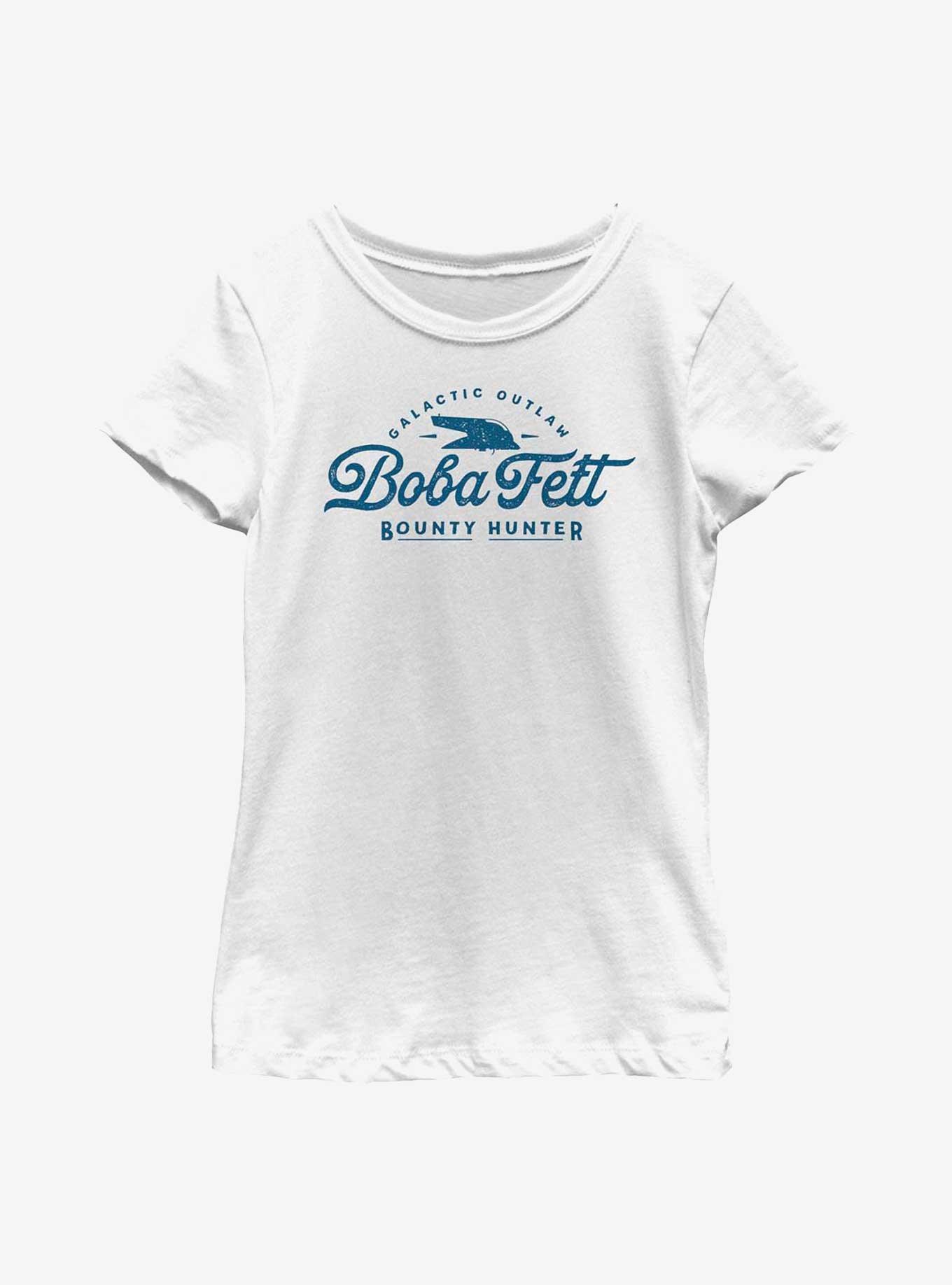 Star Wars: The Book Of Boba Fett Galactic Outlaw Boba Fett Youth Girls T-Shirt, WHITE, hi-res