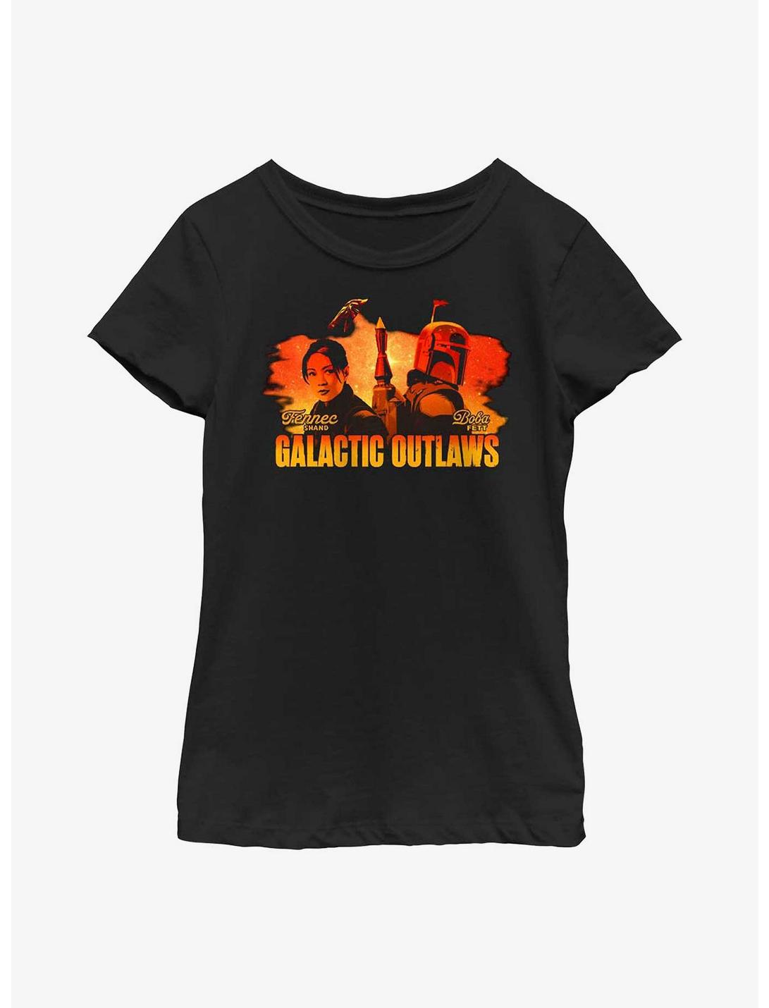 Star Wars: The Book Of Boba Fett Galactic Outlaws Sunset Youth Girls T-Shirt, BLACK, hi-res