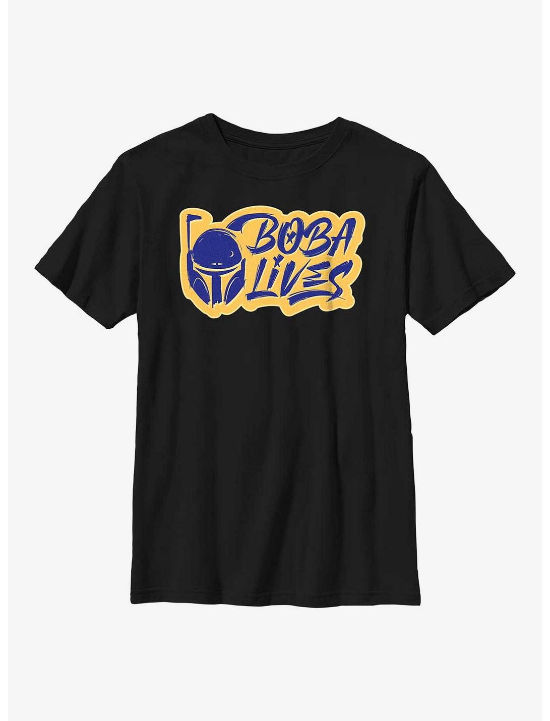 Star Wars: The Book Of Boba Fett Boba Lives Youth T-Shirt, BLACK, hi-res