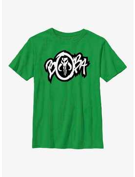 Star Wars: The Book Of Boba Fett Mandalorian Skull Graffiti Logo Youth T-Shirt, , hi-res
