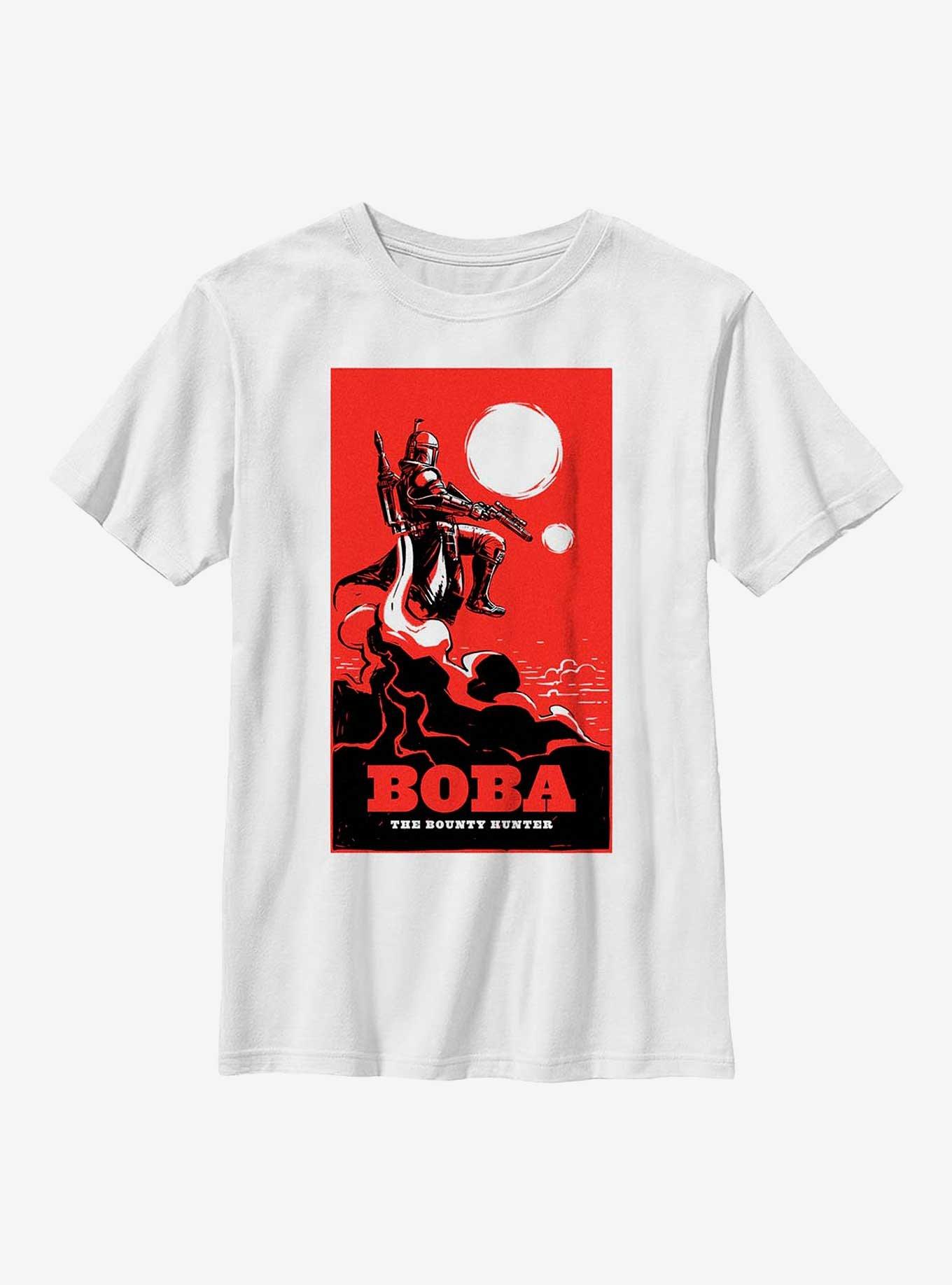 Star Wars: The Book Of Boba Fett Bounty Hunter Poster Youth T-Shirt, WHITE, hi-res view 1