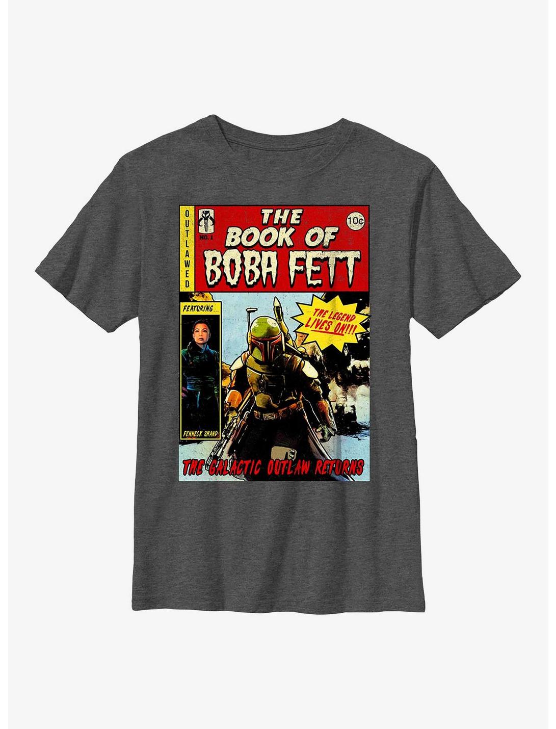 Star Wars: The Book Of Boba Fett Comic Book Cover Youth T-Shirt, CHAR HTR, hi-res
