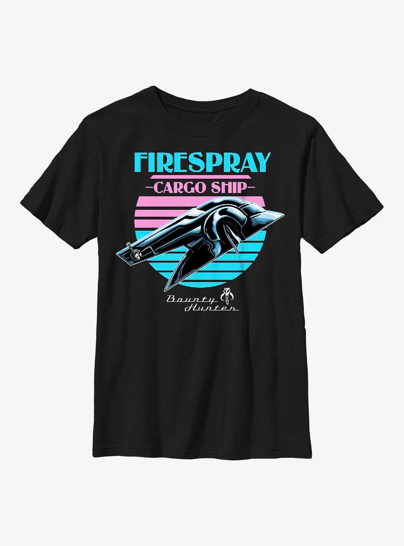 Star Wars: The Book Of Boba Fett Firespray Retro Look Youth T-Shirt, BLACK, hi-res