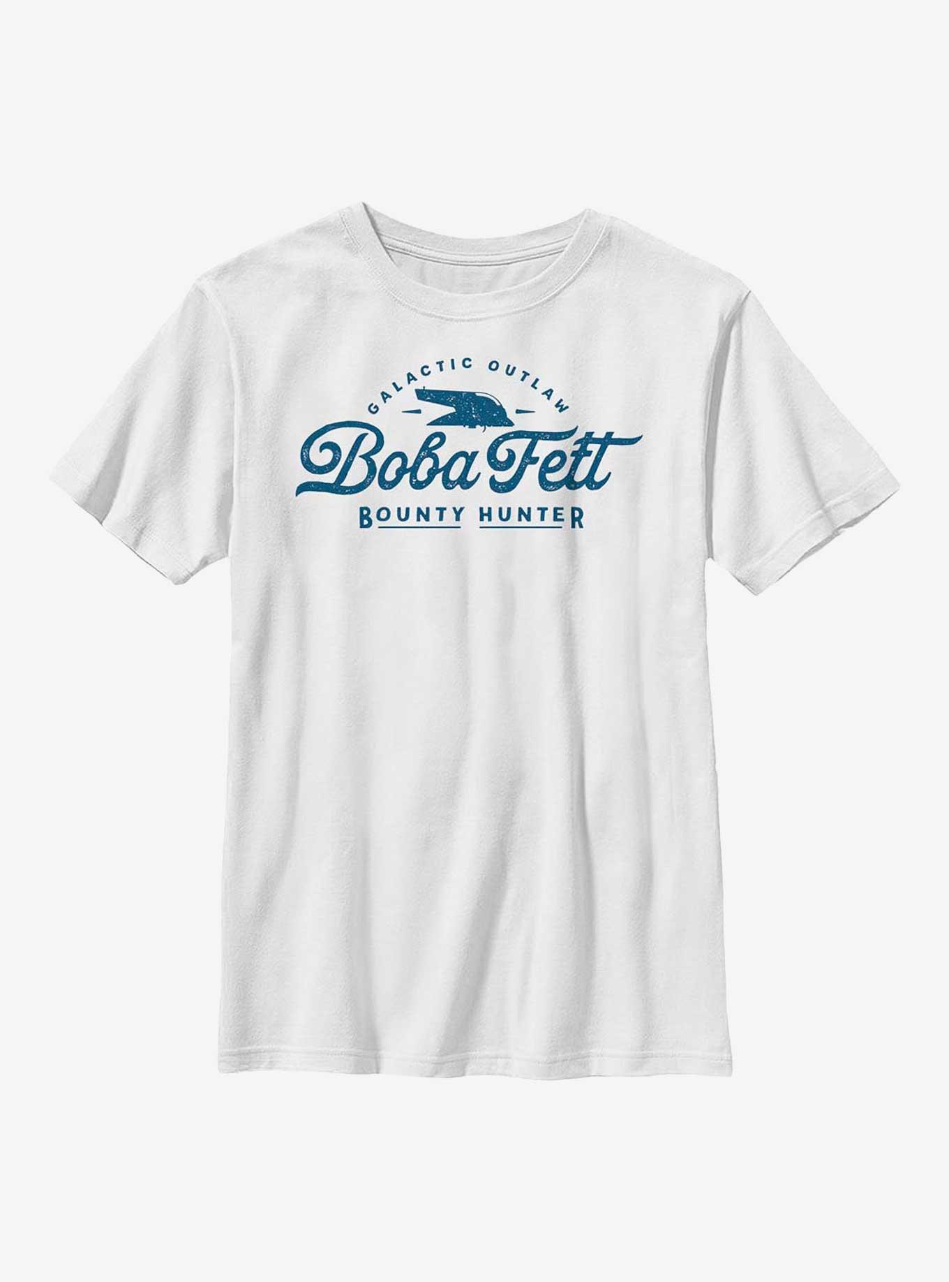Star Wars: The Book Of Boba Fett Galactic Outlaw Boba Fett Youth T-Shirt, WHITE, hi-res