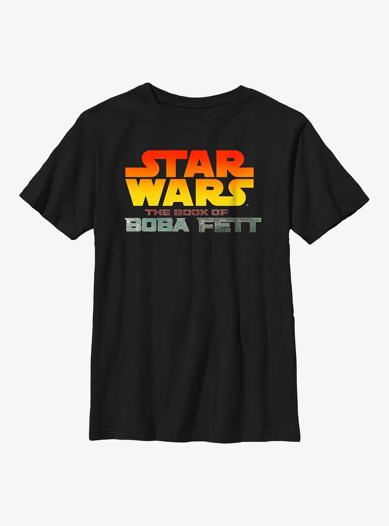 Star Wars: The Book Of Boba Fett Sunset Logo Youth T-Shirt, BLACK, hi-res