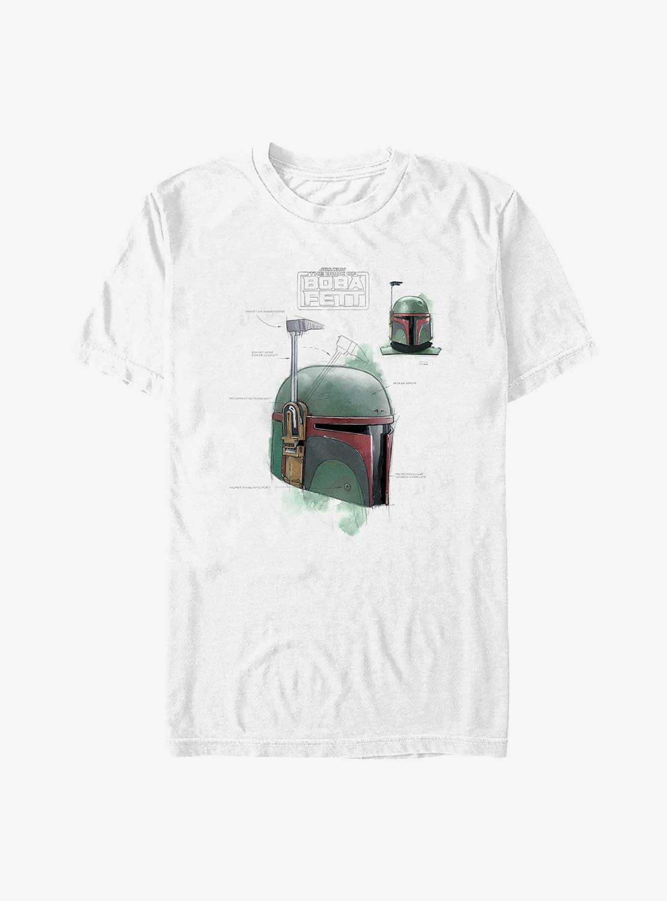 Star Wars: The Book Of Boba Fett Helmet Schematic Painted T-Shirt, , hi-res