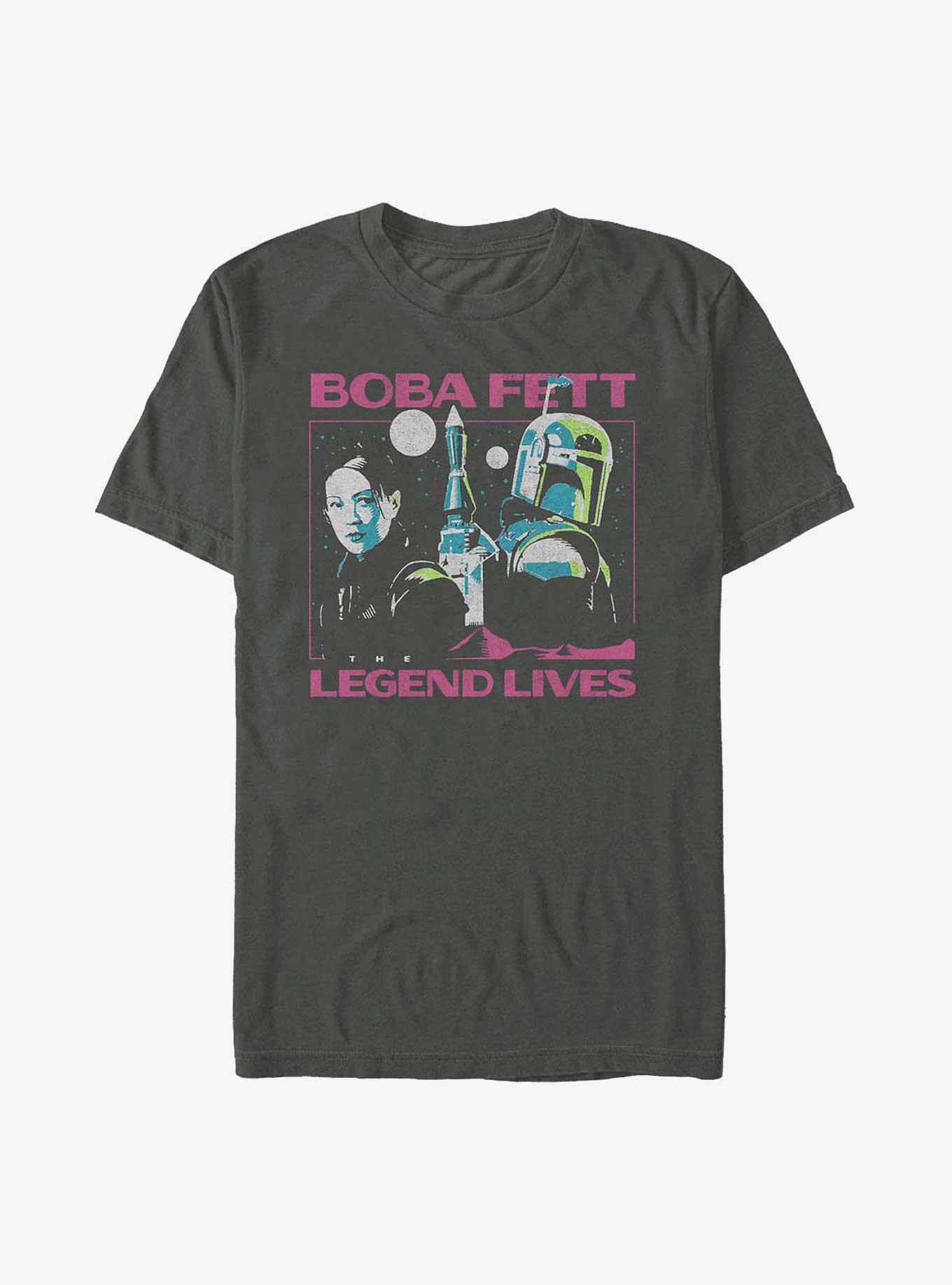 Star Wars: The Book Of Boba Fett Legend Lives Negative T-Shirt, CHARCOAL, hi-res