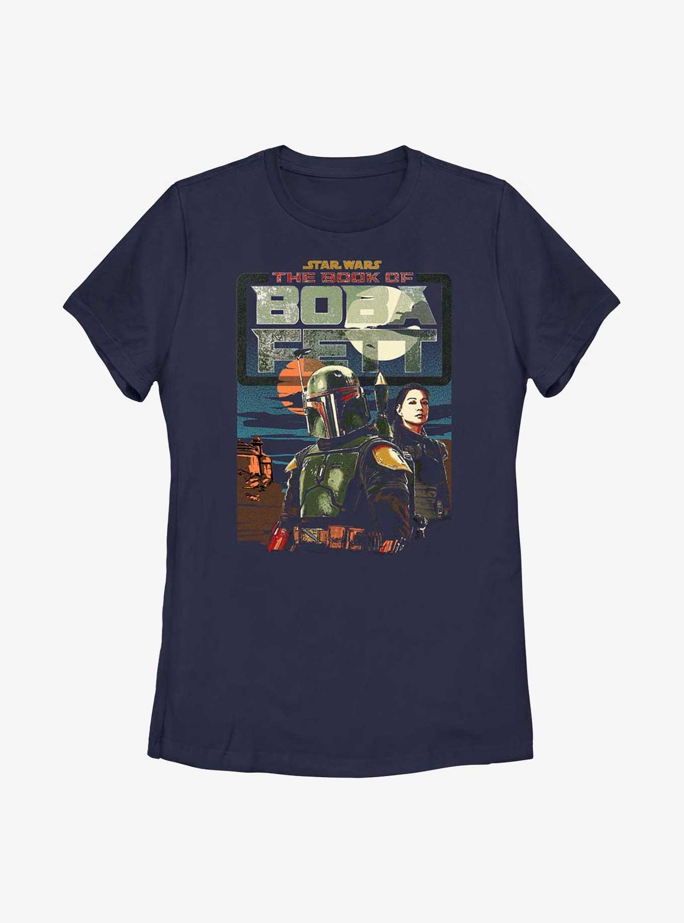 Star Wars: The Book Of Boba Fett Bounty Hunter Buddies Womens T-Shirt, NAVY, hi-res