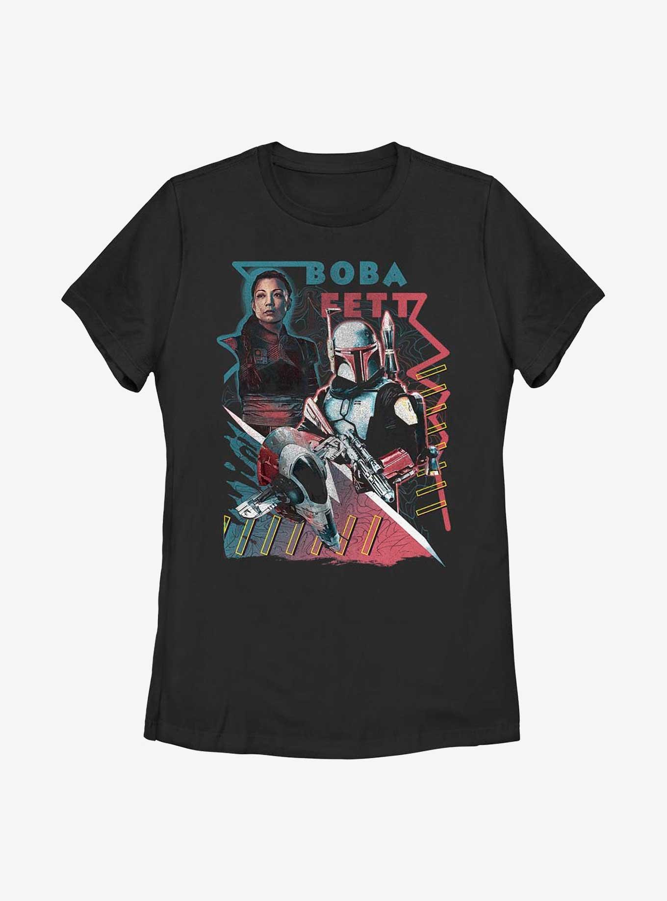 Star Wars: The Book Of Boba Fett Retro Outlaws Womens T-Shirt, BLACK, hi-res