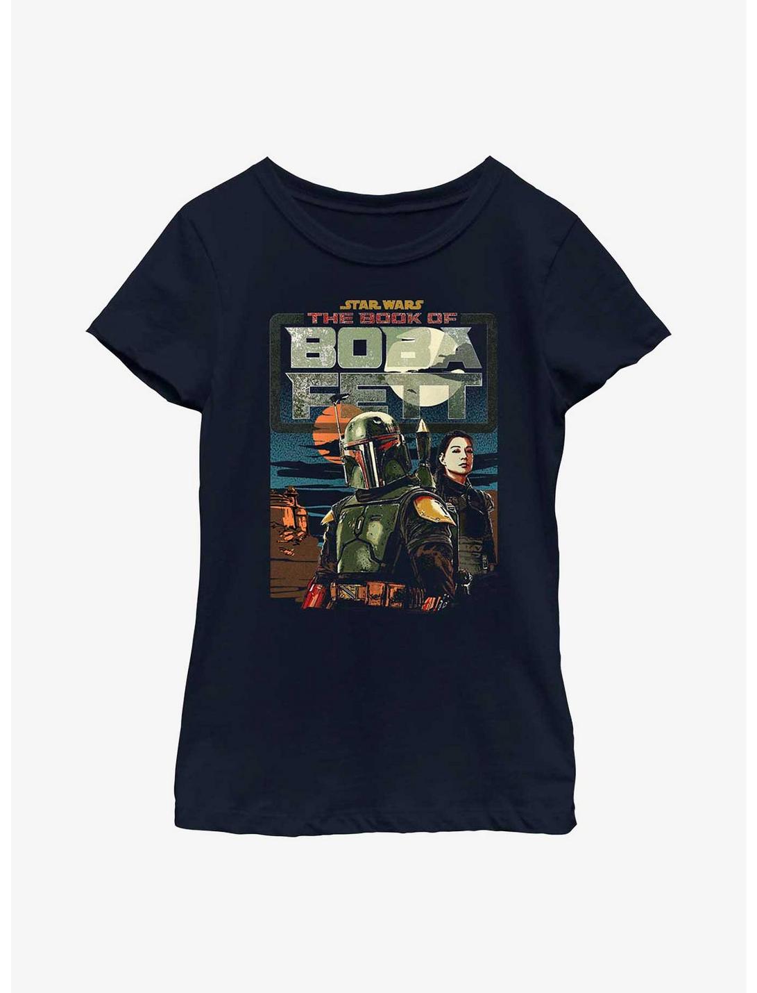Star Wars: The Book Of Boba Fett Bounty Hunter Buddies Youth Girls T-Shirt, NAVY, hi-res