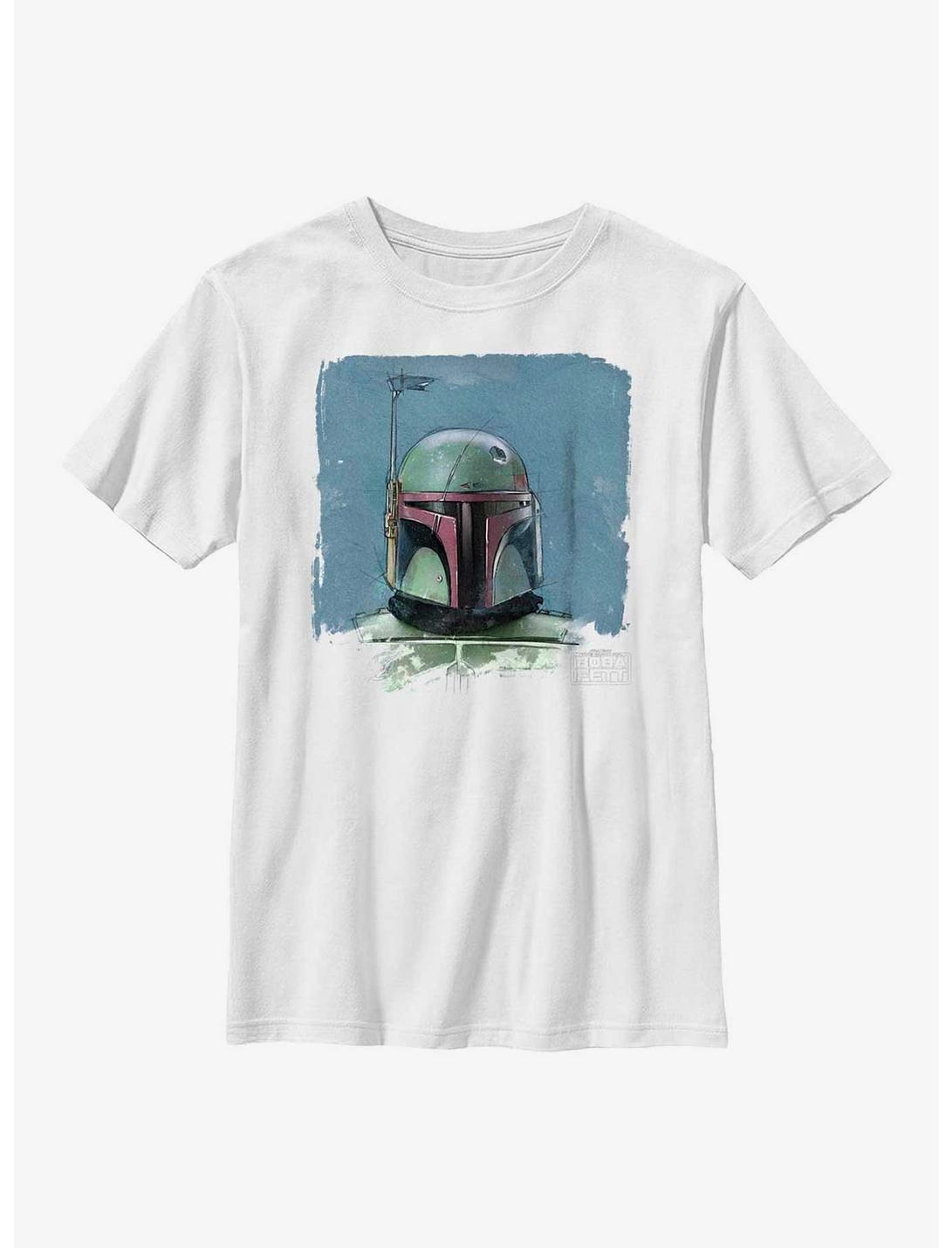 Star Wars: The Book Of Boba Fett Sketch Portrait Youth T-Shirt, WHITE, hi-res