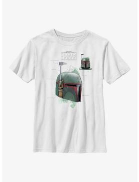 Star Wars: The Book Of Boba Fett Helmet Schematic Painted Youth T-Shirt, , hi-res