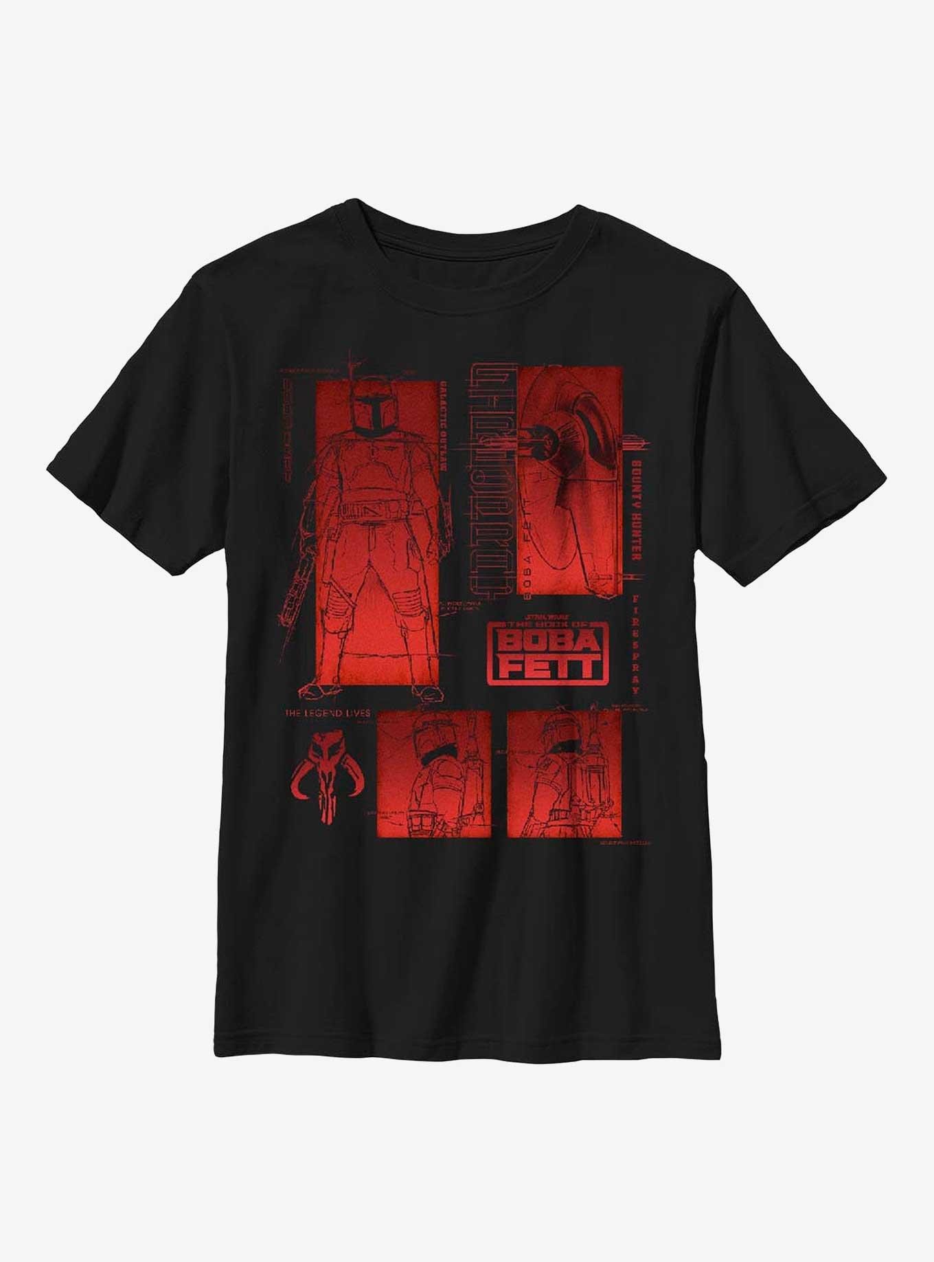 Star Wars: The Book Of Boba Fett Living Legend Blueprints Youth T-Shirt, BLACK, hi-res