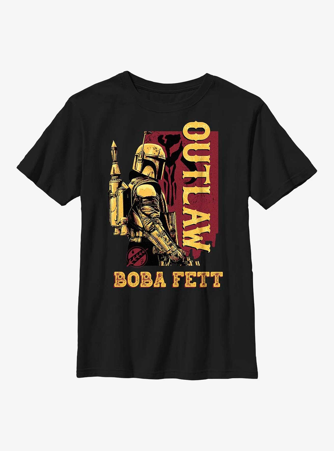 Star Wars: The Book Of Boba Fett Outlaw Boba Fett Youth T-Shirt, BLACK, hi-res view 1