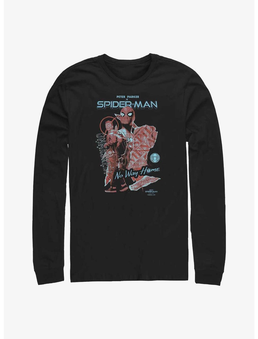 Marvel Spider-Man: No Way Home Unmasked Cover Long-Sleeve T-Shirt, BLACK, hi-res