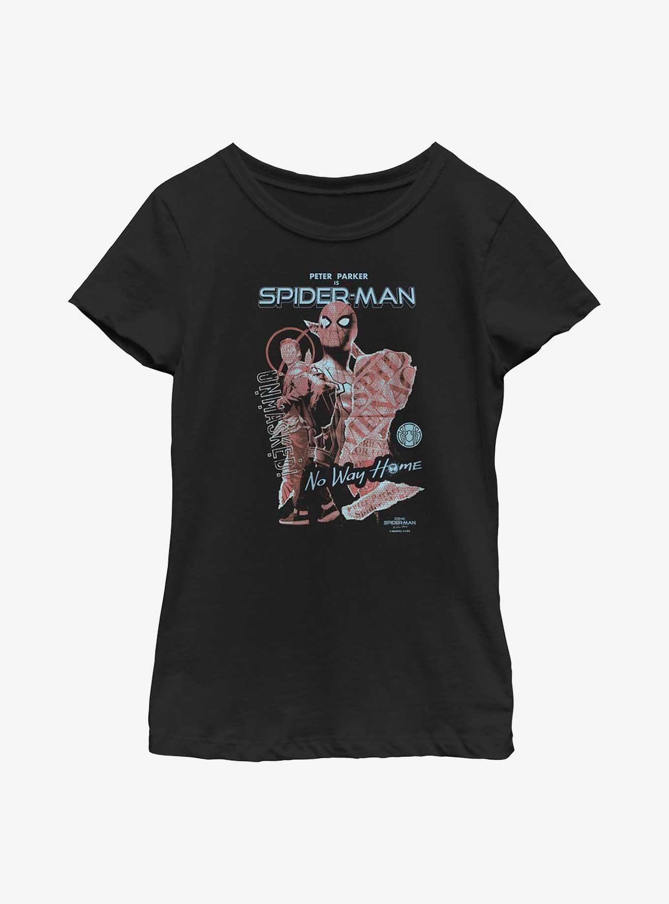 Marvel Spider-Man: No Way Home Unmasked Cover Youth Girls T-Shirt, , hi-res