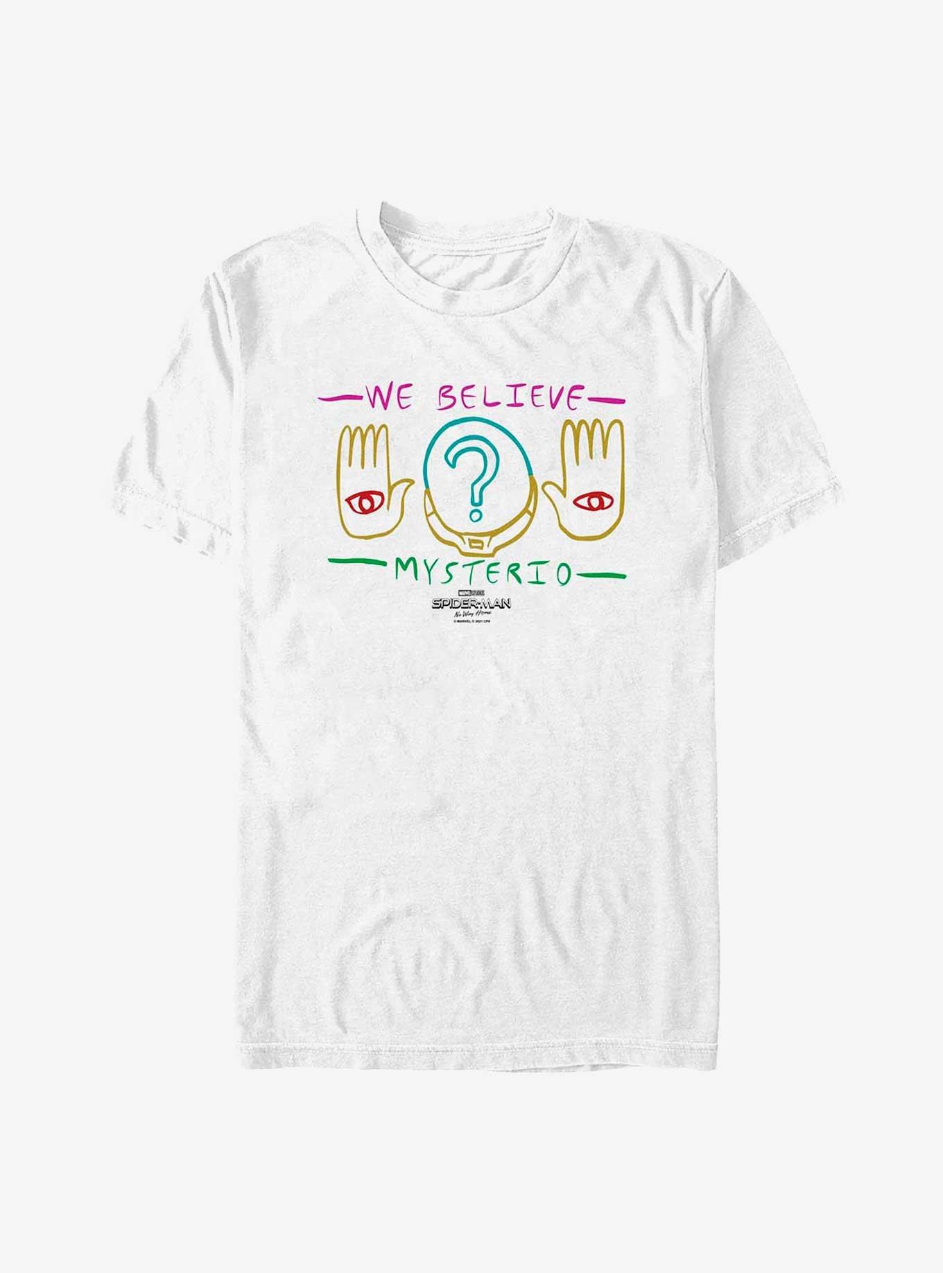 Marvel Spider-Man: No Way Home We Believe Mysterio Drawing T-Shirt, WHITE, hi-res