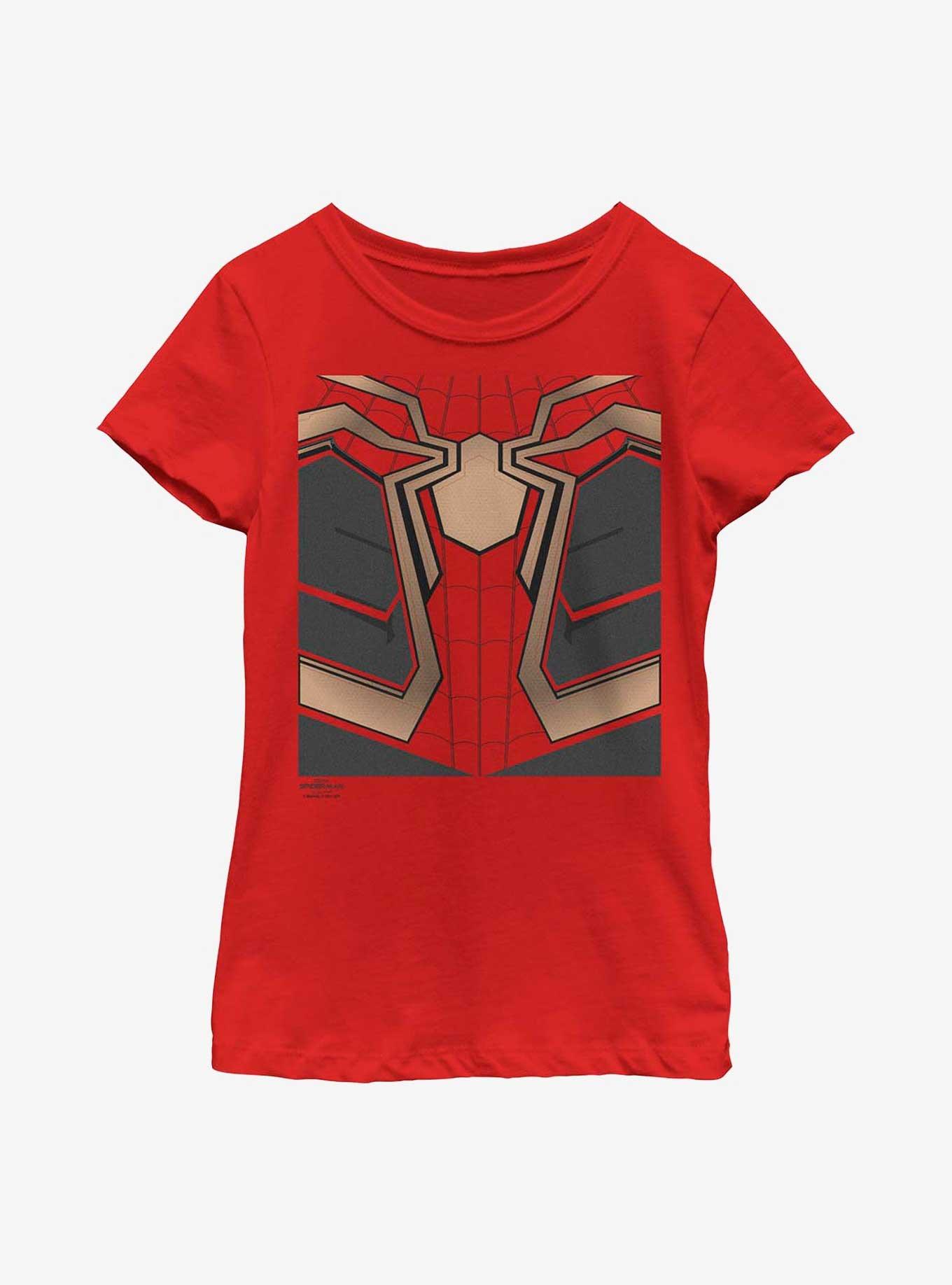 Marvel Spider-Man: No Way Home Iron Spider Costume Youth Girls T-Shirt, RED, hi-res view 1