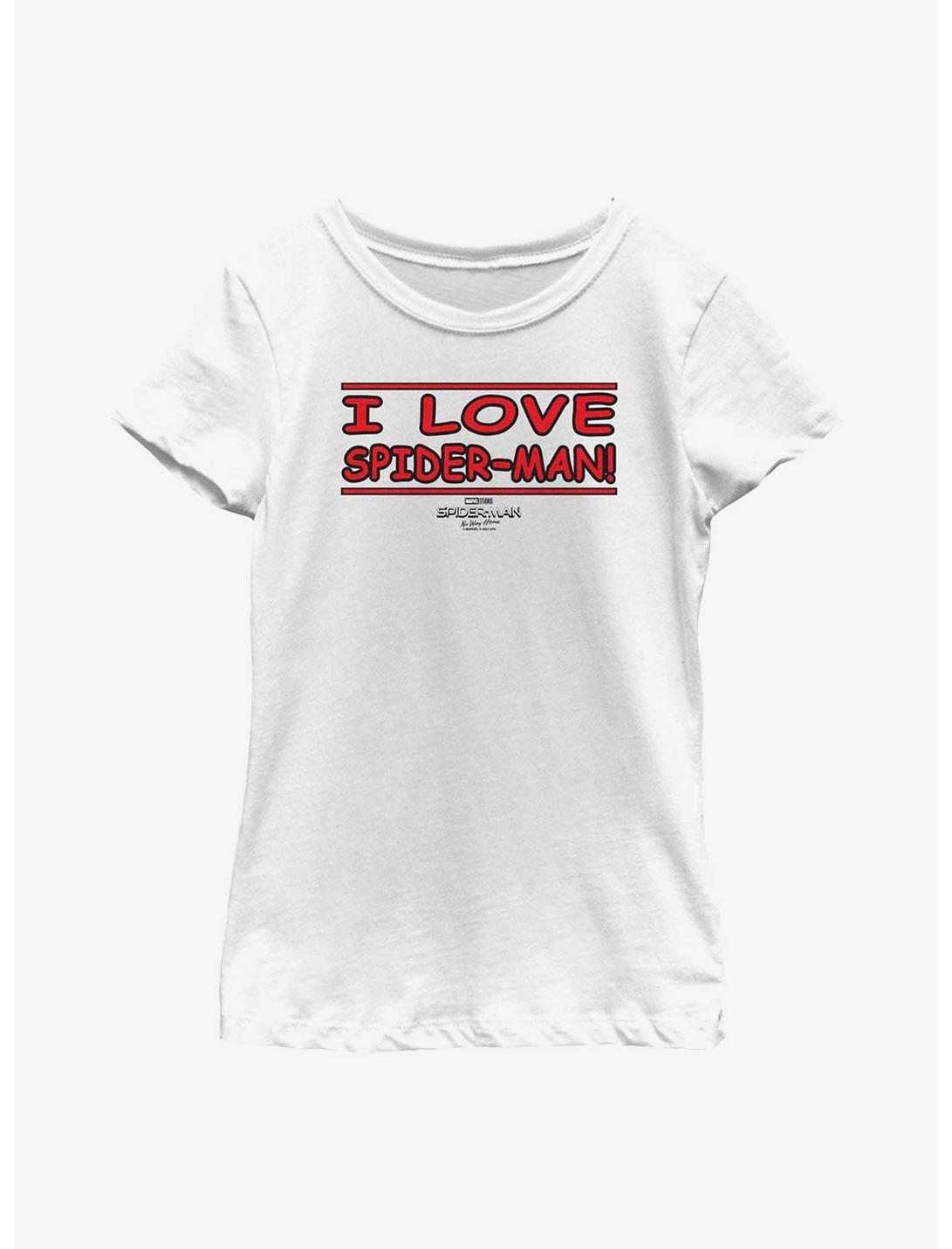 Marvel Spider-Man: No Way Home I Love Spider-Man Youth Girls T-Shirt, WHITE, hi-res