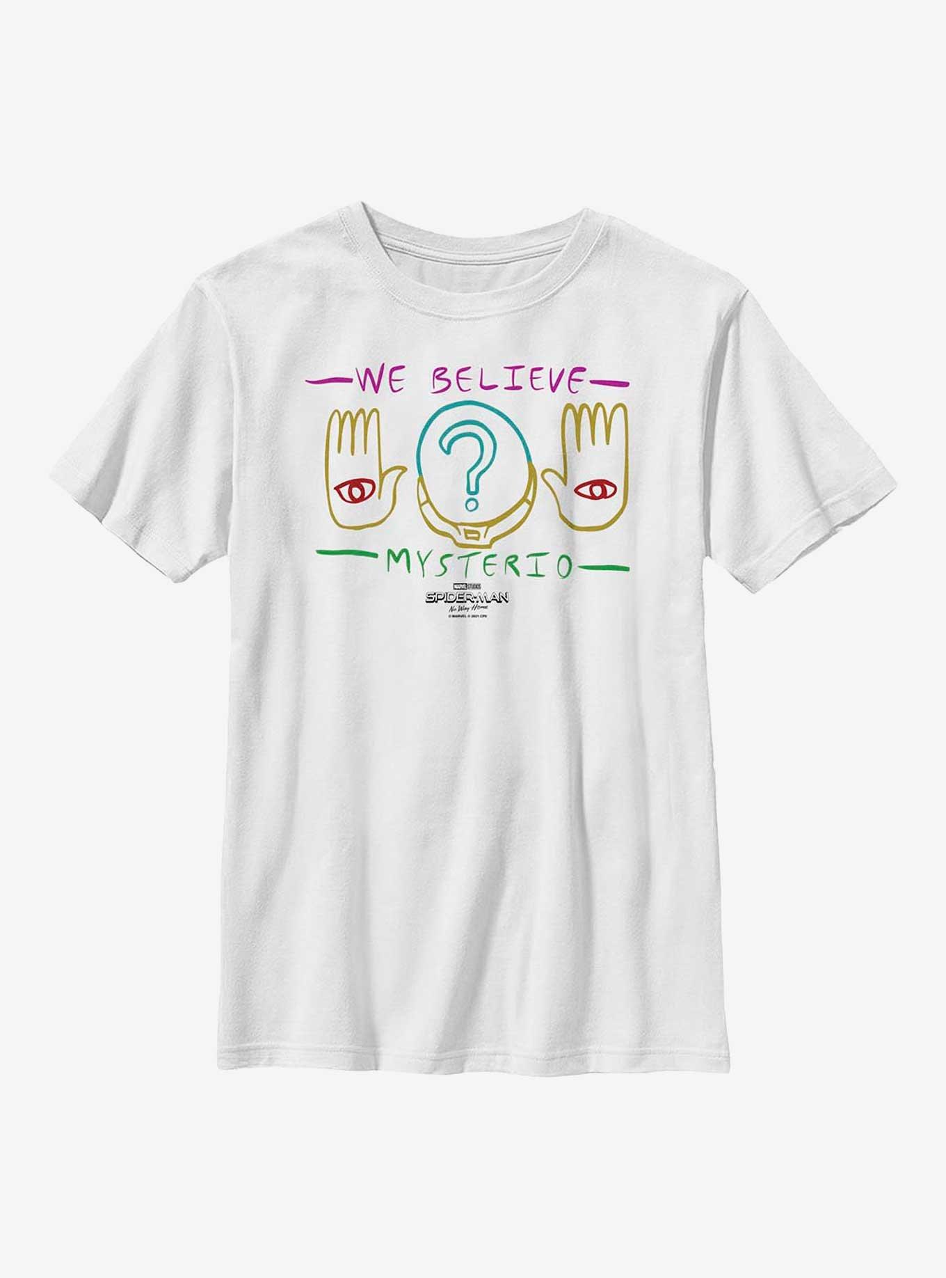 Marvel Spider-Man: No Way Home We Believe Mysterio Drawing Youth T-Shirt, WHITE, hi-res