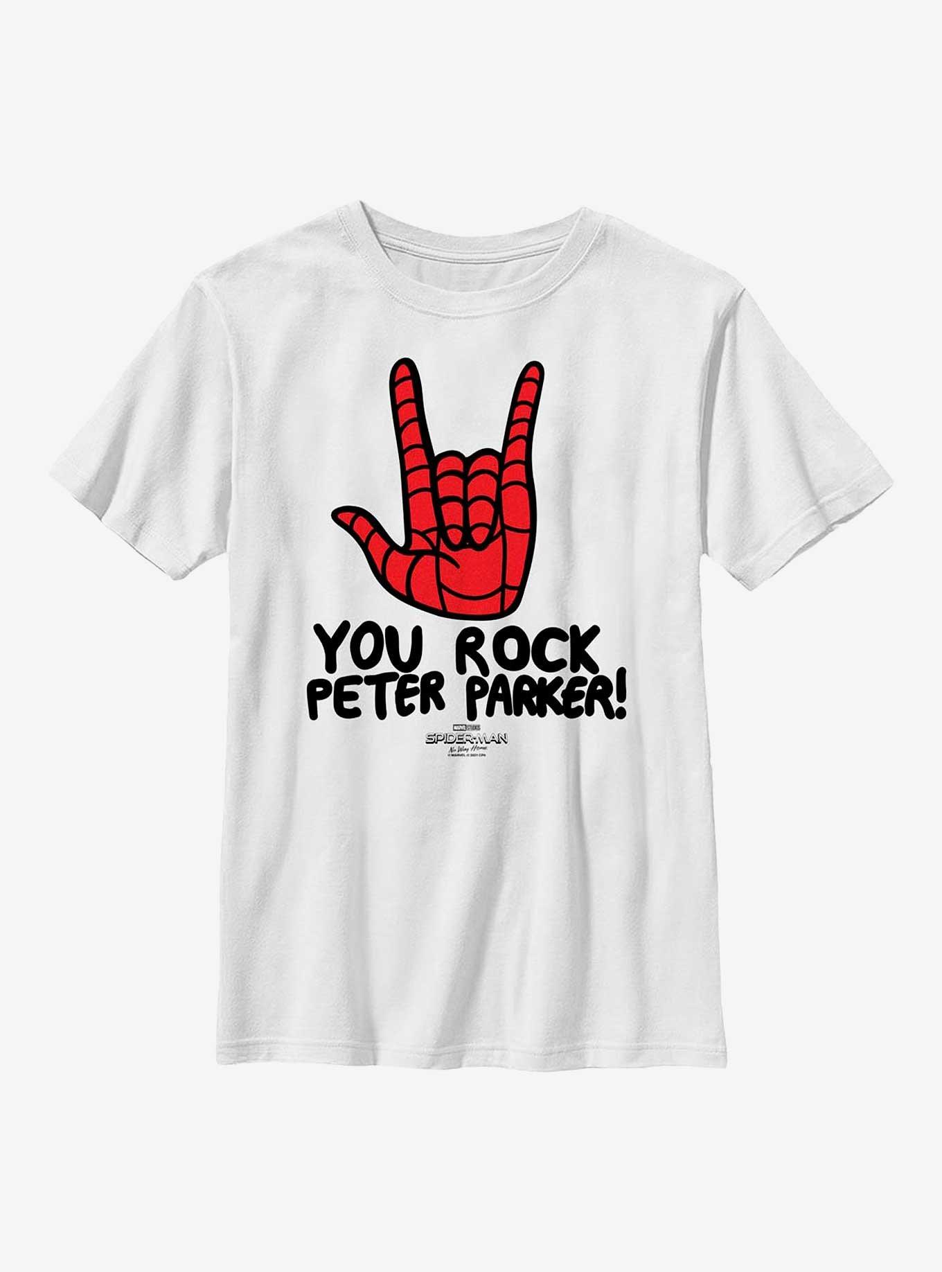 Marvel Spider-Man: No Way Home Peter Parker Rocks Youth T-Shirt, WHITE, hi-res